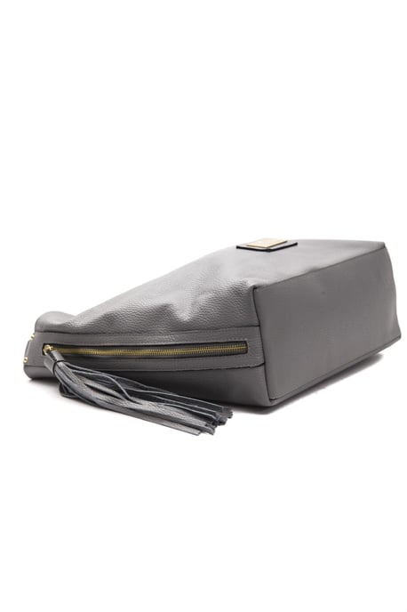 Bolso de Hombro de Cuero Gris para Mujer Pompei Donatella - Image 4