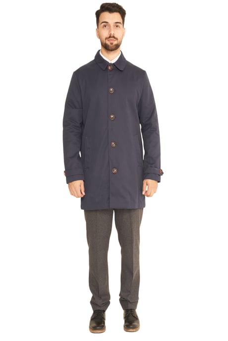 Harry Brown Men's Navy Blue Single Breasted Trench Coat