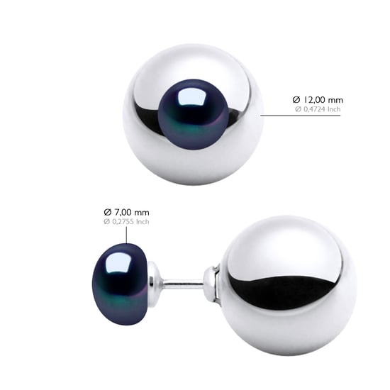 Earrings Both SIDES Real Cultured Freshwater Pearls 7 mm - Image 2