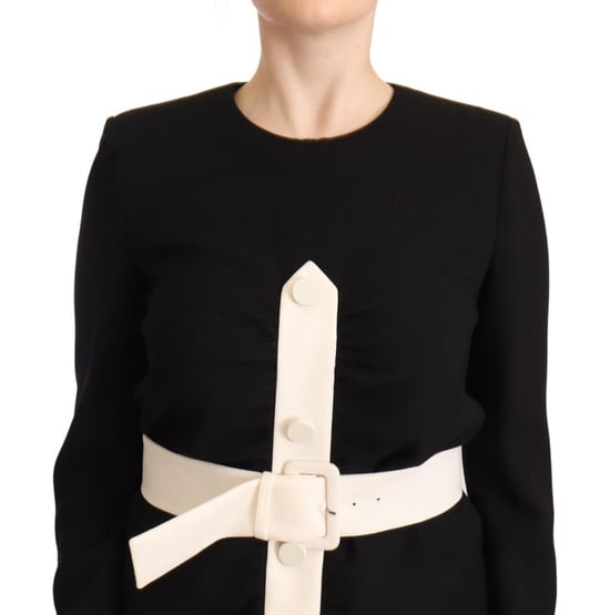 Vestido mini sheath negro de lana con manga larga y cinturón para mujer de Givenchy - Image 4