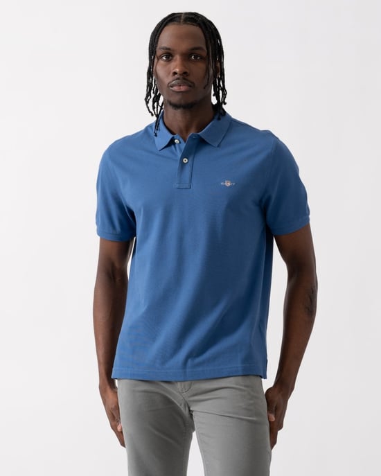 GANT Mens Regular Fit Short Sleeve Shield Logo Pique Polo - Image 1