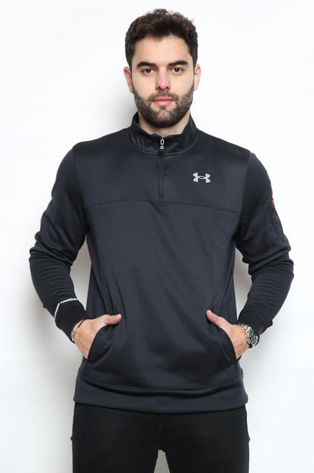 Under Armour Chaqueta de chándal con cremallera de un cuarto de tejido polar para hombre en negro - Image 6