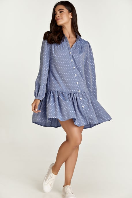 Vestido Bordado Estilo Denim con Botones - Image 4