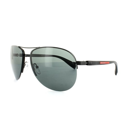 Prada Sport Sunglasses 56MS 1BO1A1 Semi-Shiny Black Grey