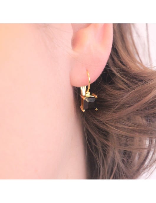 Pendientes Cuadrados - Oro y Negro - Image 2