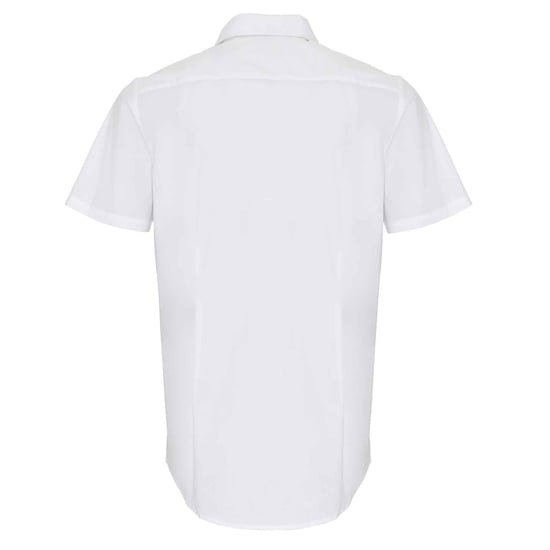Premier Mens Stretch Fit Poplin Short Sleeve Shirt (White) - Image 3