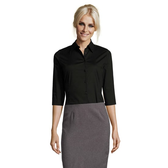 SOLS Womens/Ladies Stretch 3/4 Sleeve Blouse (Black) - Image 1