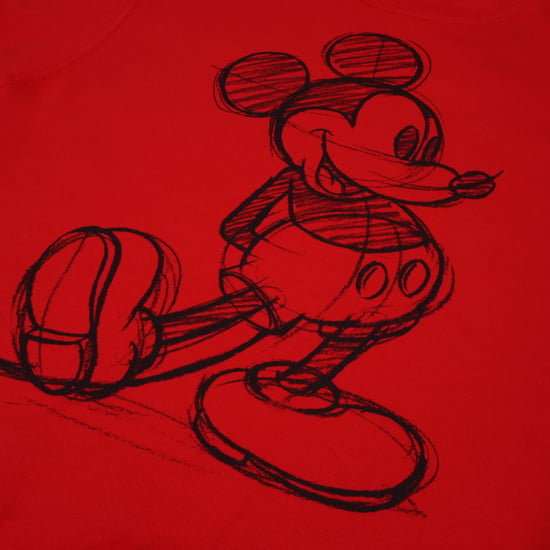 Disney Womens/Ladies Mickey Mouse Sketch Crew Neck Sweatshirt (Red)
