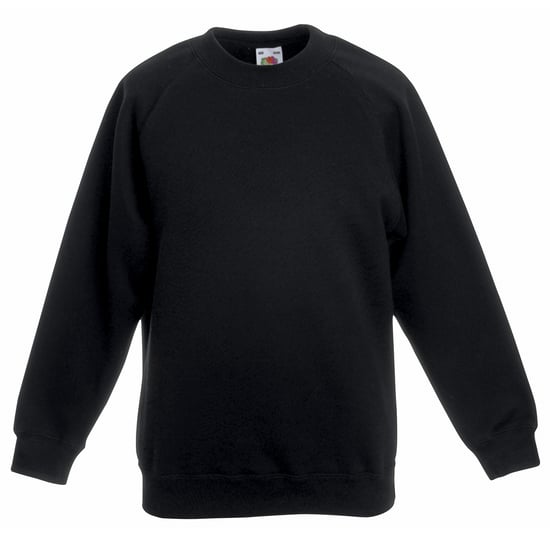 Fruit Of The Loom Childrens Unisex Raglan Sleeve Sweatshirt (Black) - Image 1