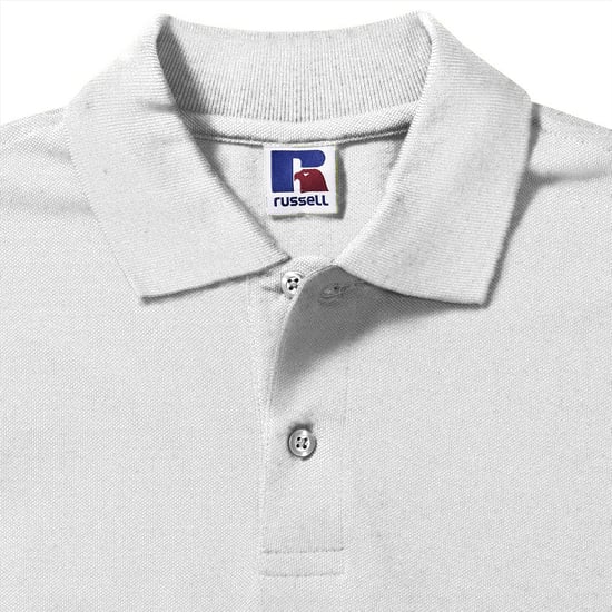 Russell Mens 100% Cotton Short Sleeve Polo Shirt (White) - Image 3