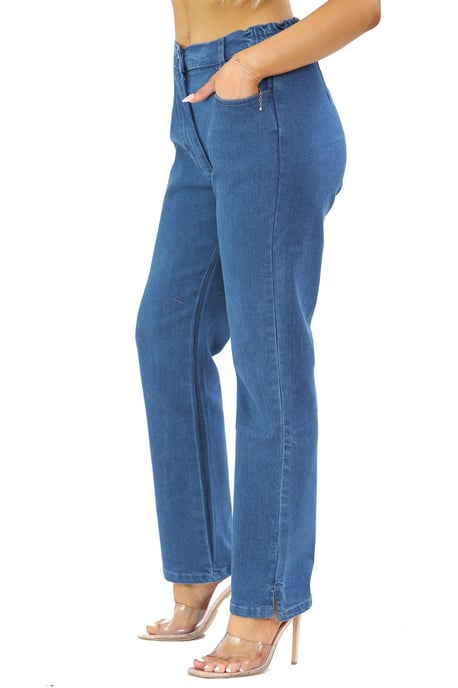 Vaqueros MYT con cintura elástica lateral para mujer en azul - Image 3
