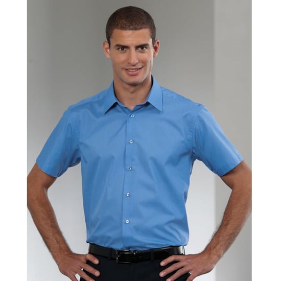 Russell Collection Mens Short Sleeve Poly-Cotton Easy Care Poplin Shirt (Corporate Blue) - Image 4