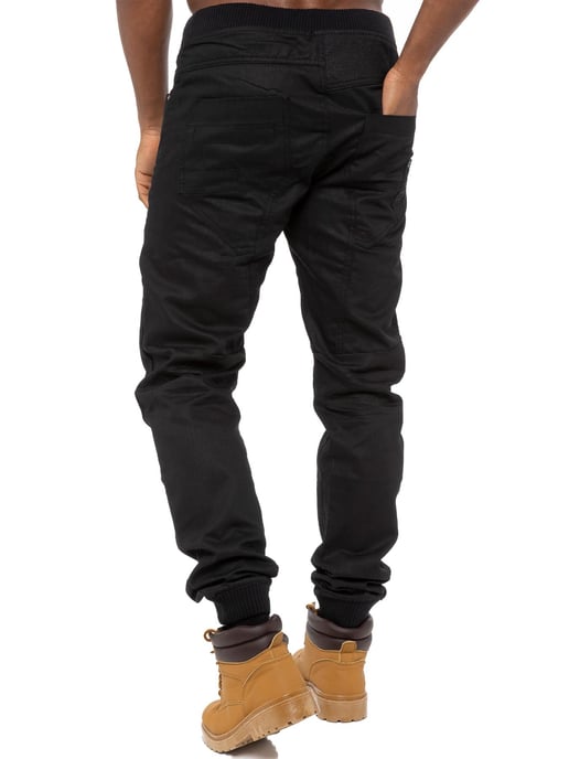 Enzo| Pantalones vaqueros con puños para hombre - Negro - Image 2