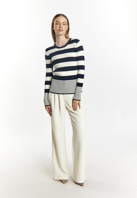 Dreimaster Knitted pullover women marine wool white - Image 2