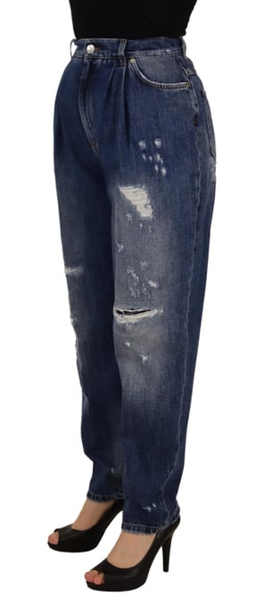 Pantalones de mujer de corte holgado de talle alto en azul lavado de Dolce & Gabbana - Image 3