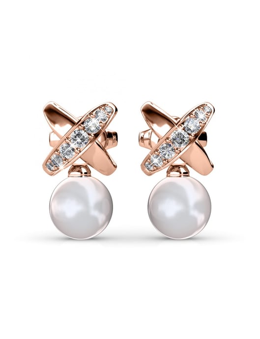 Pendientes Chris Pearl - Oro rosa y cristal - Image 3