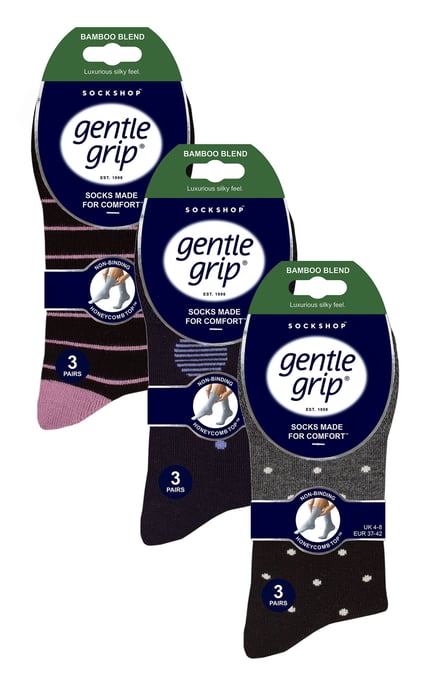 Paquete de 9 calcetines de bambú para señoras | Gentle Grip | Extra Wide Soft Top Non Elastic Socks - SOLRM373839 - Image 2