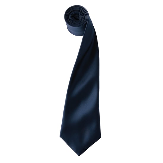 Premier Mens Plain Satin Tie (Narrow Blade) (Navy) - Image 1