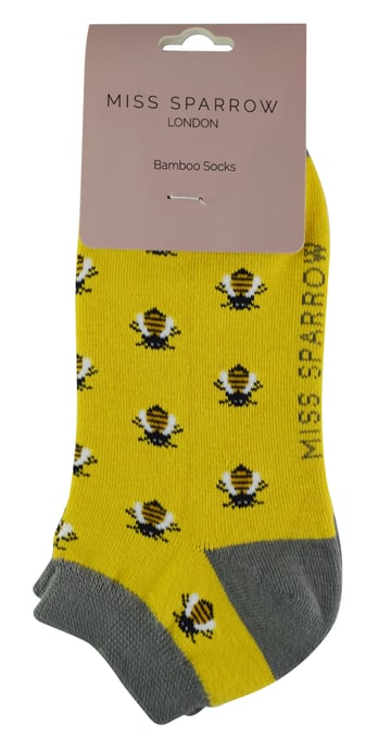 Calcetines Deportivos de Bambú para Mujer | Miss Sparrow | Calcetines Bajos Transpirables para Mujer - Honey Bees (Amarillo) - Image 2
