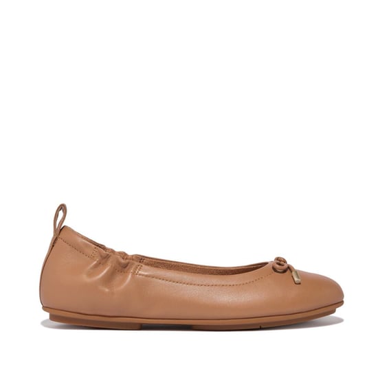 Women's Fit Flop Allegro Bow Leather Ballerina Pumps in Tan