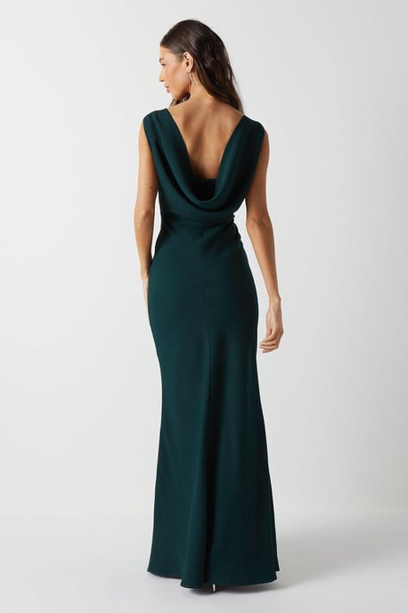 Cowl Back Fishtail Bridesmaids Maxi Dress - Image 4