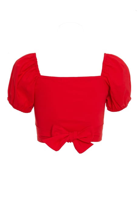 Red Cut Out Detail Crop Top