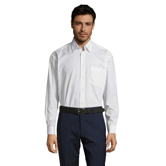 SOLS Mens Baltimore 95 Poplin Long-Sleeved Shirt (White) - Image 1
