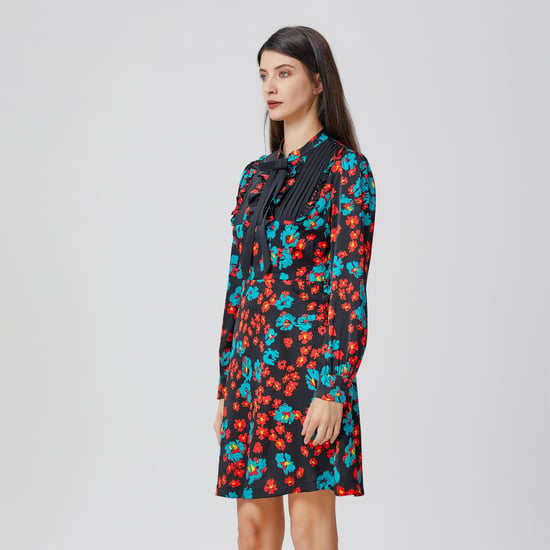 Ascot-tie flower print mini dress - Image 5