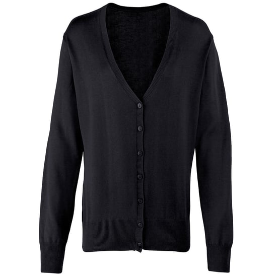 Premier Womens/Ladies Cotton Acrylic V Neck Cardigan (Black) - Image 1