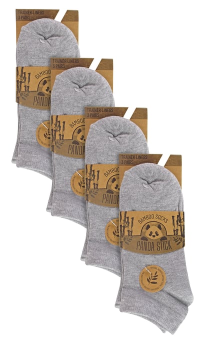 12 Pares de Calcetines de Bambú Blancos Anti Ampollas para Niños - Gris - Image 2