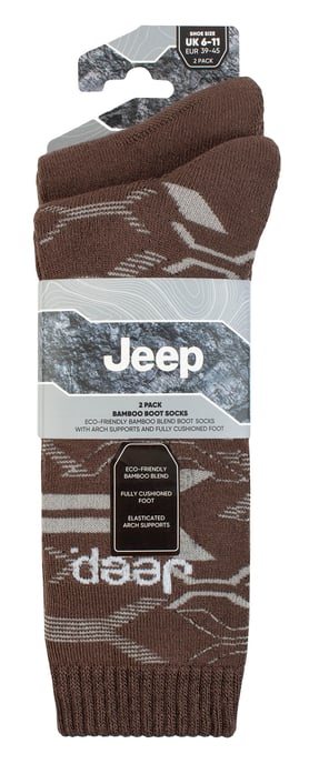 Calcetines para hombre Bamboo Work Boot | Jeep | Suaves y transpirables Calcetines gruesos acolchados para trabajo pesado, Calcetines de punto estilo acanalado para caminar - Caqui / Piedra - Image 2