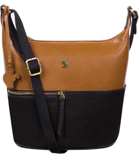 Little Kristin' Navy & Dark Tan Leather Shoulder Bag