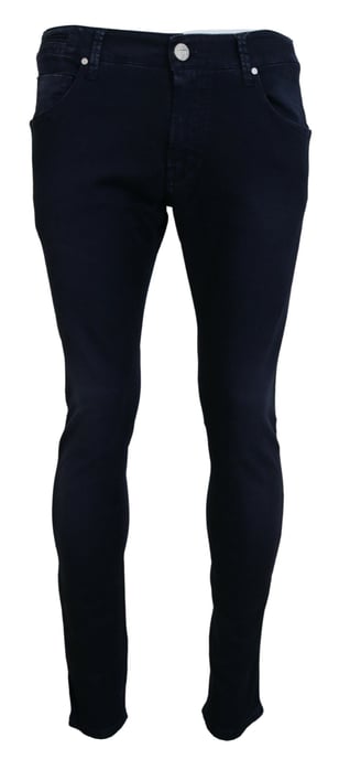 Jeans de denim casual azul de algodón para hombre con corte ajustado y tapered Acht - Image 1