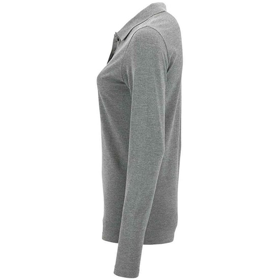 SOLS Womens/Ladies Perfect Melange Pique Long-Sleeved Polo Shirt (Grey Melange) - Image 3