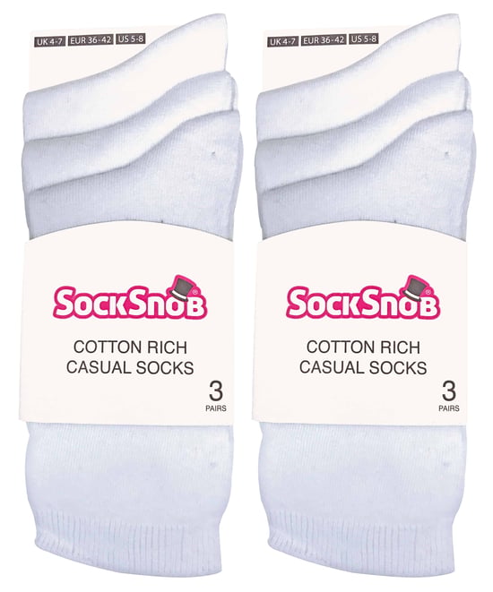 Sock Snob - 6 pares de calcetines de algodón de colores lisos para mujer - Image 2