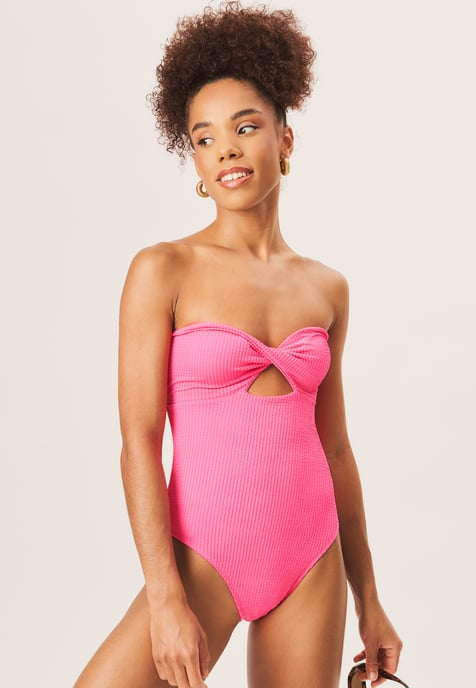 Twist Front Textured Swimsuit