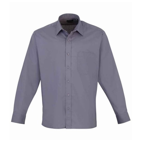 Premier Mens Poplin Long-Sleeved Shirt (Steel) - Image 1