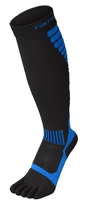 TOETOE - Calcetines Deportivos de Compresión hasta la Rodilla para Hombre y Mujer - Negro y Azul - Image 1