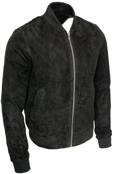 Varsity Soft Suede Leather Bomber Jacket