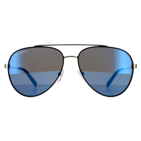 Salvatore Ferragamo Aviador para Hombre Negro Mate Oscuro con Flash Azul Cielo 90041091 - Image 1