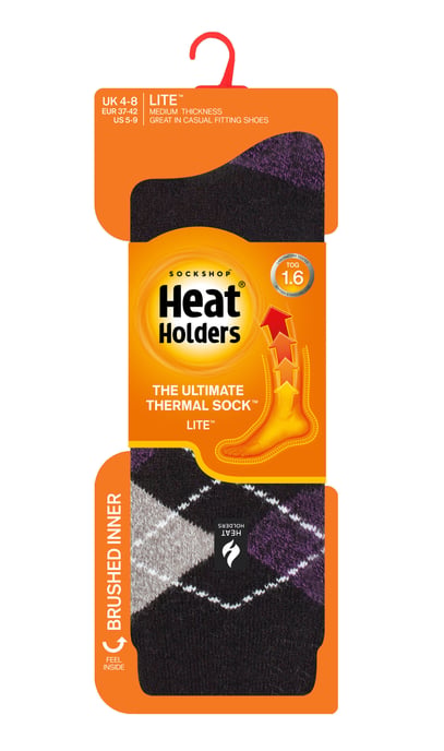 Heat Holders Lite - Calcetines Térmicos Aislantes para Mujer | Múltiples Diseños Incluyendo Rayas Argyle Corazones Estrellas | Calcetines Calientes para Invierno - Negro(Cali) - Image 2