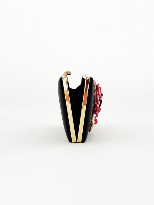 Square Box Clutch with Floral Applique