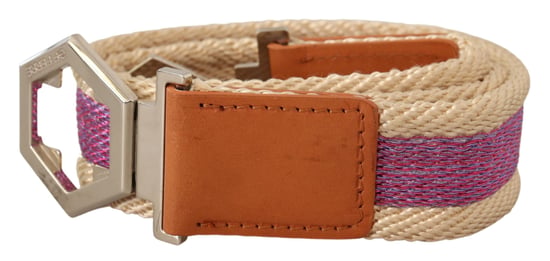 Cinturón de Cuero Multicolor con Hebilla de Logo Hexagonal Plateada GF Ferre para Mujer - Image 1
