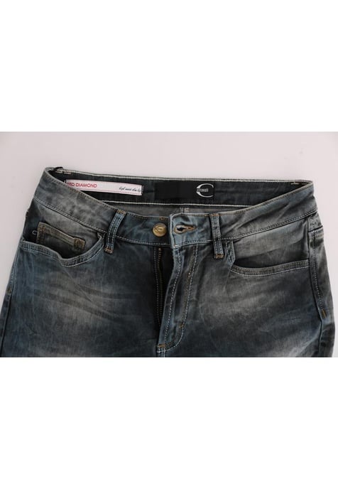 Cavalli Women's Blue Wash Cotton Blend Slim Fit Jeans