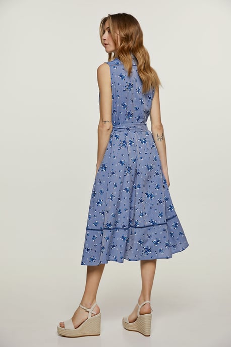 Vestido con detalle de botones florales índigo - Image 4
