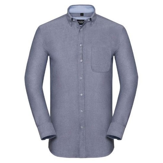Russell Collection Mens Long Sleeve Tailored Oxford shirt (Oxford Navy/Oxford Blue) - Image 1