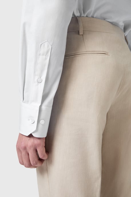 Lewes Slim Fit Spread Collar White Cotton Shirt