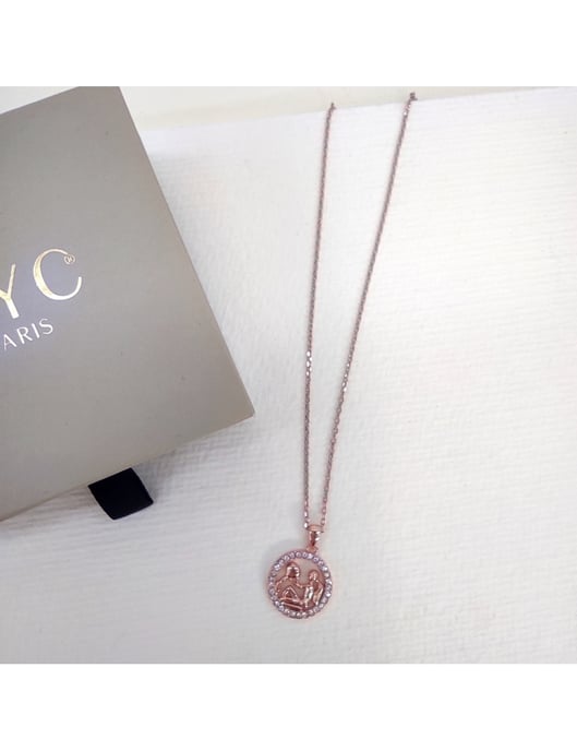 Colgantes del Zodíaco Acuario - Oro rosa y cristal - Image 6
