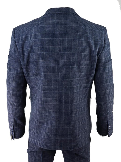 Traje de tweed de tres piezas a cuadros azules para hombre, Peaky Blinders, estilo Gatsby de los años 20, corte entallado - Image 6