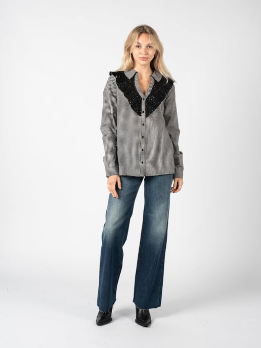 Pinko Camisa Lodi de mujer negro, Blanco - Image 2